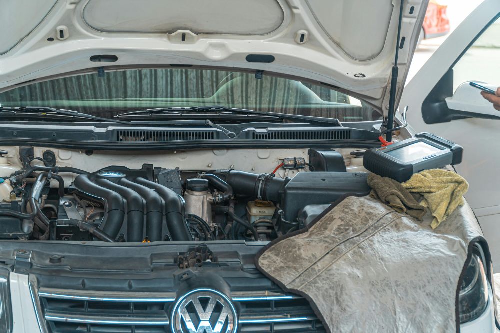 A VW being serviced
